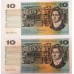 AUSTRALIA 1966 . TEN 10 DOLLAR BANKNOTE . COOMBS/WILSON . CONSECUTIVE FIVE . FIRST PREFIX SAA